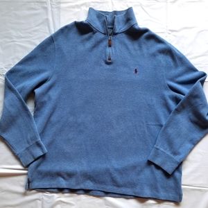 Polo Ralph Lauren Blue 1/4 Zip Pull Over Cotton Sweater Men’s Size: 2XL